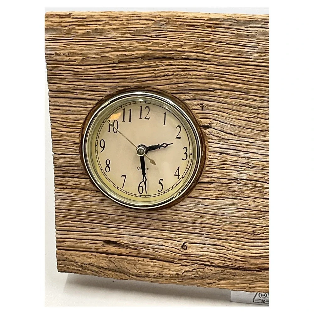 D. Mull 2004 Vintage Reclaimed Wood Wall Clock Rustic Church Wood Burning Art